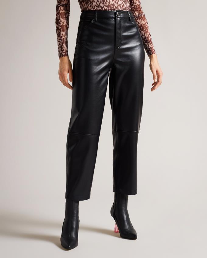 Pantalon Ted Baker Straight Leg Faux Leather Noir Femme | IWK-52929782